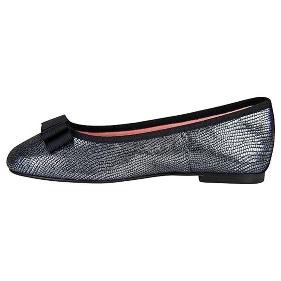 NEW MENINA STEP Women Celia Metallic Reptile Shine Bow Ballerina Flat Dress Shoe - Picture 3 of 6